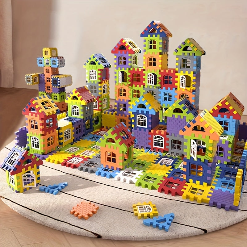 New Kids Building Blocks House Construction Toy – DIY Wall Window Puzzle Bricks Educational Assembly Set for Boys & Girls Age 3-6