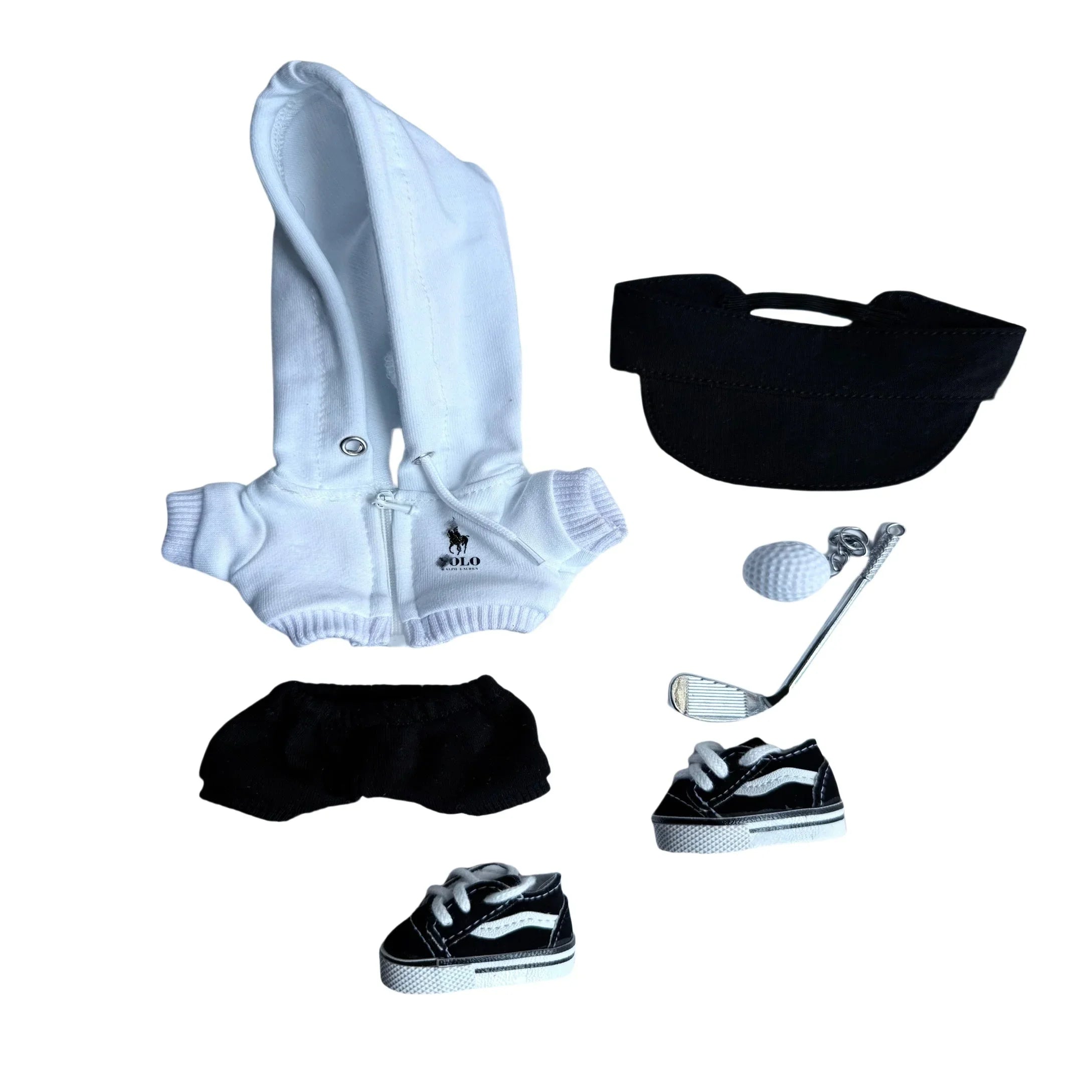 Pop Mart 17cm Labubu Doll Clothes – Trendy Polo Golf Outfit 6-Piece Set – Fits Gen 1/2/3 (Doll Not Included)-01 - INNZEA OFFICIAL