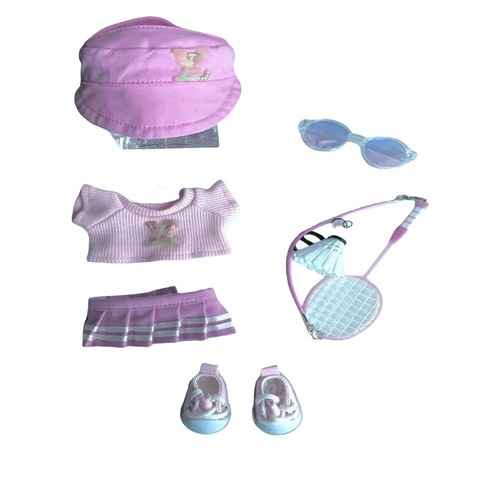 Pop Mart 17cm Labubu Doll Clothes – Trendy Pink Badminton Outfit 7-Piece Set – Fits Gen 1/2/3 (Doll Not Included)-02 - INNZEA OFFICIAL