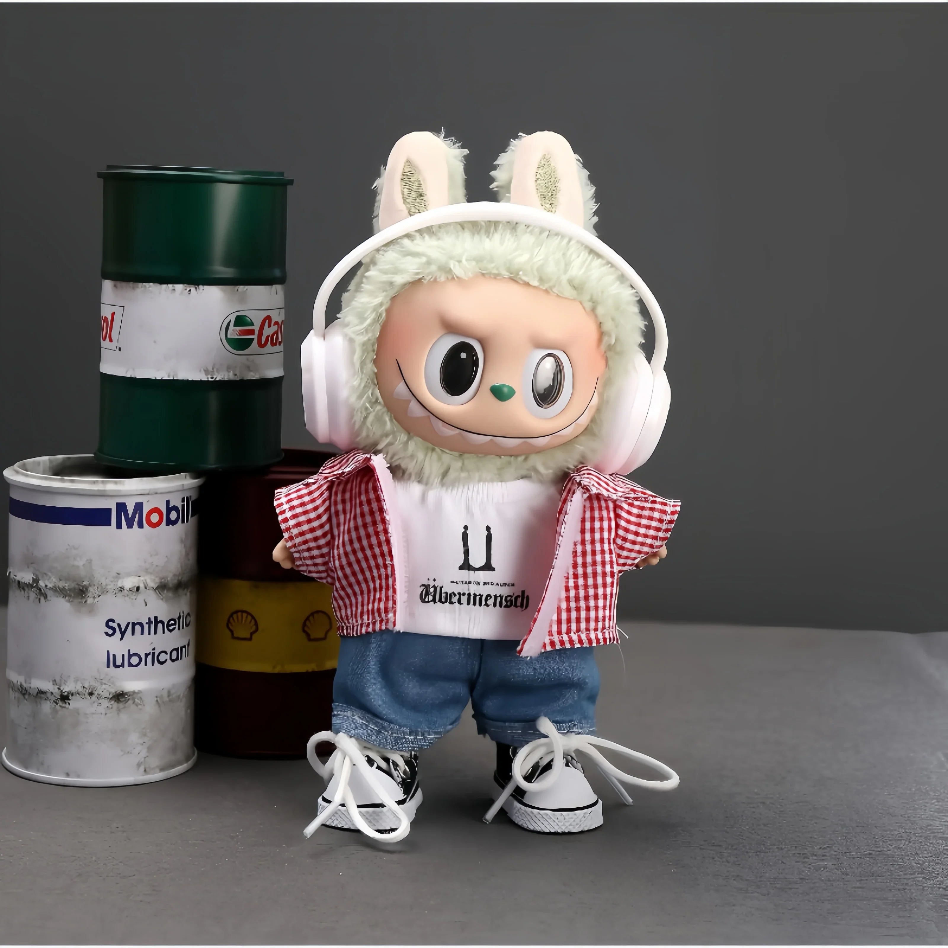 Pop Mart Labubu 1/2/3 Gen Doll Clothes GD Style White Headphones 5-Piece Streetwear Set (Clothes Only) - INNZEA OFFICIAL