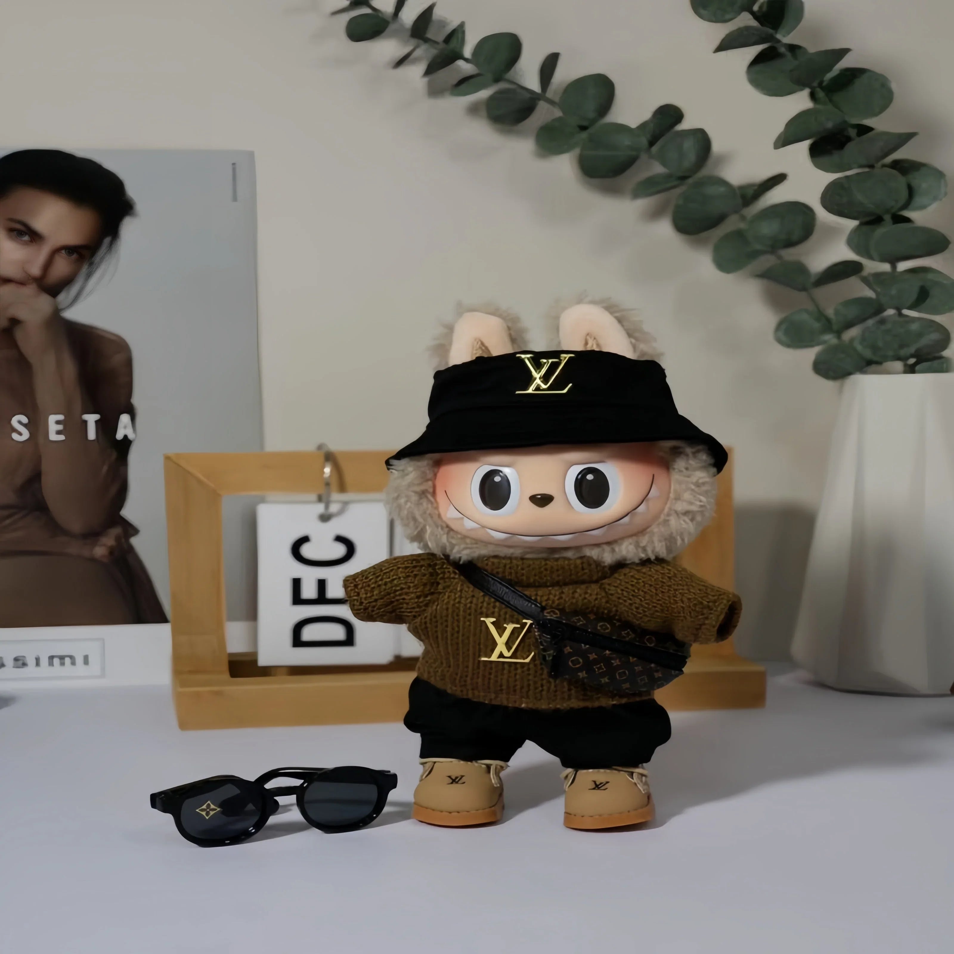 Pop Mart 17cm Labubu Doll Clothes – Luxury LV-Inspired Streetwear Outfit 6-Piece Set – Fits Gen 1/2/3 (Clothes Only, Doll Not Included)-08 - INNZEA OFFICIAL