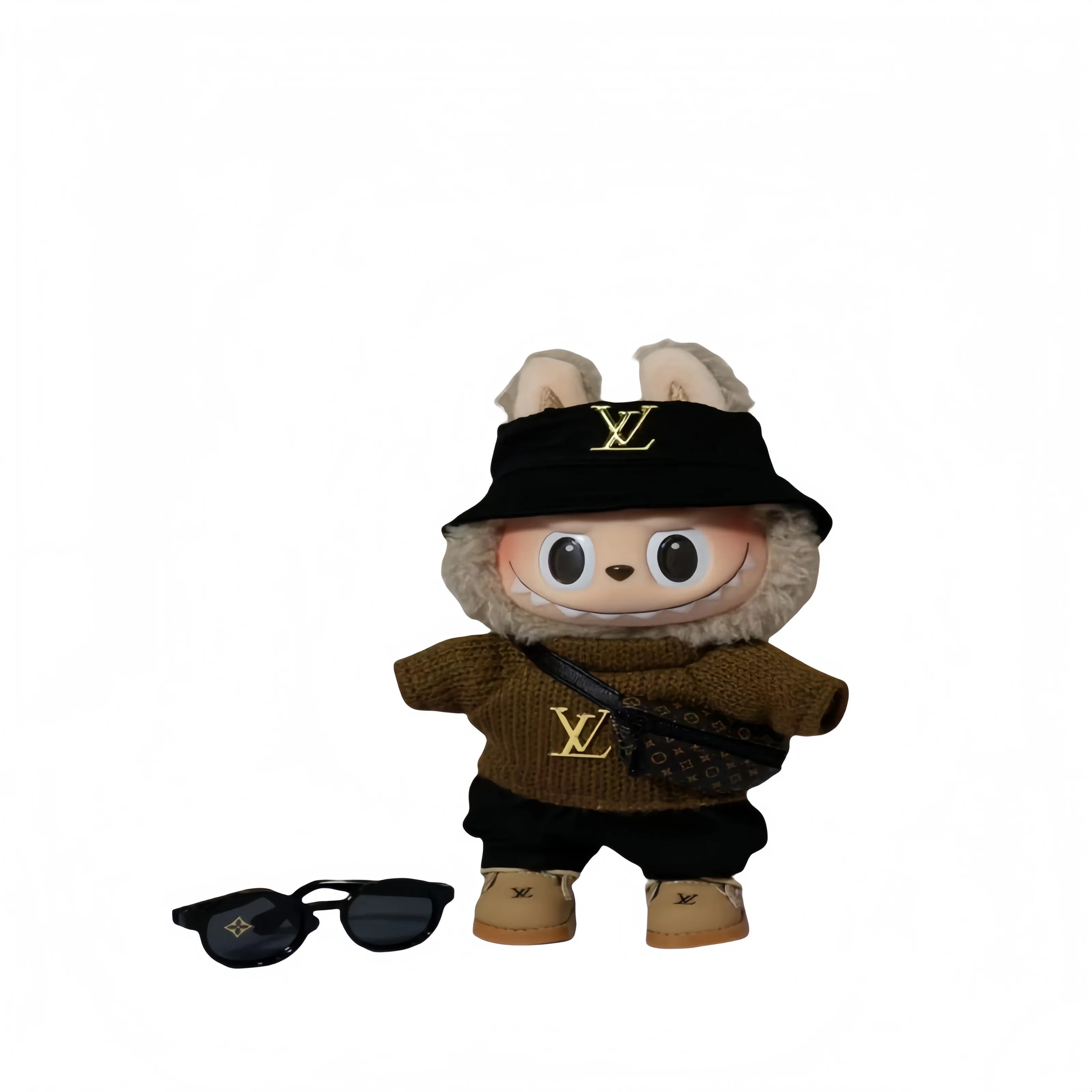 Pop Mart 17cm Labubu Doll Clothes – Luxury LV-Inspired Streetwear Outfit 6-Piece Set – Fits Gen 1/2/3 (Clothes Only, Doll Not Included)-08 - INNZEA OFFICIAL