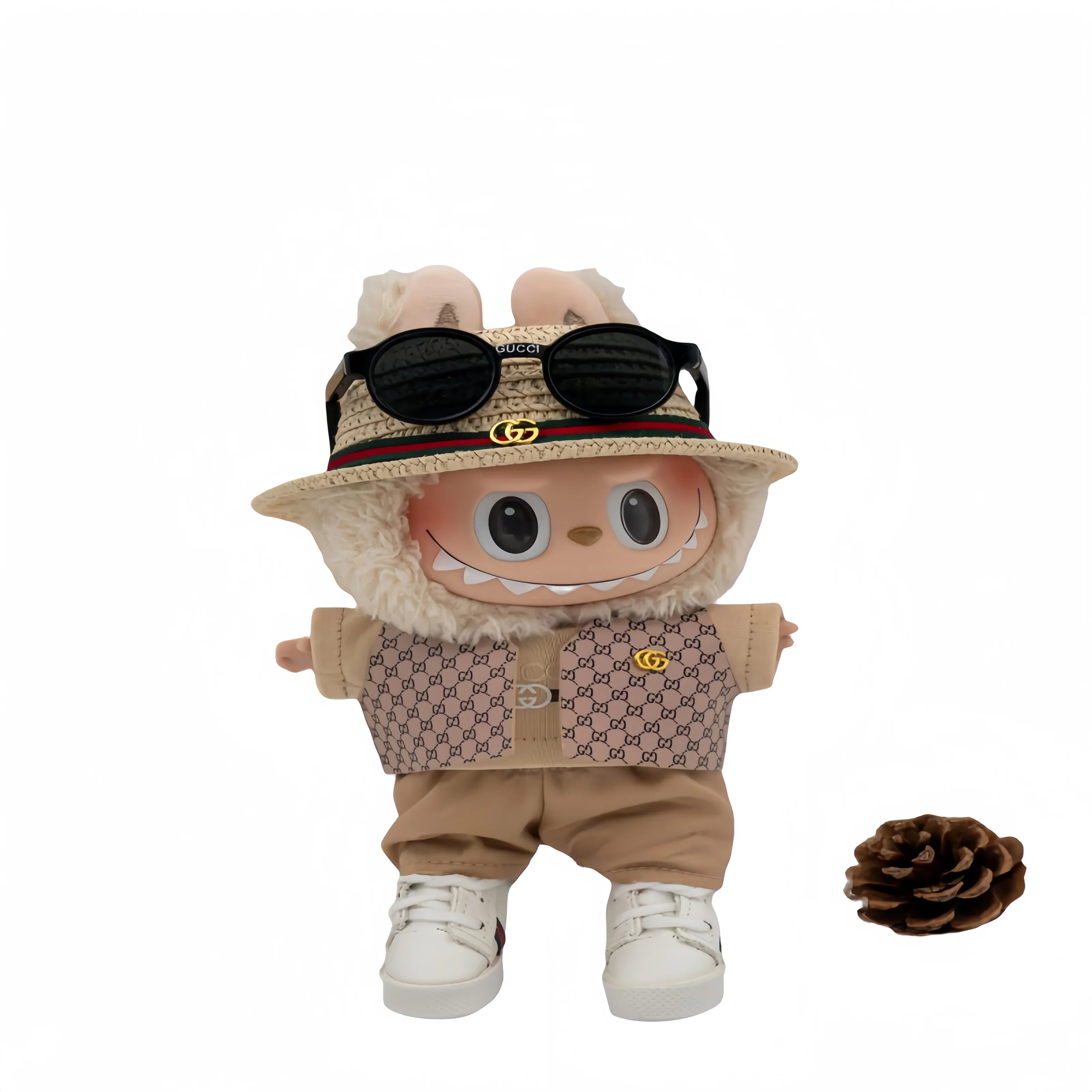 Pop Mart 17cm Labubu Doll Clothes – Luxury LV-Inspired Layered Streetwear Outfit 6-Piece Set with Vest – Fits Gen 1/2/3 (Clothes Only, Doll Not Included)-13 - INNZEA OFFICIAL