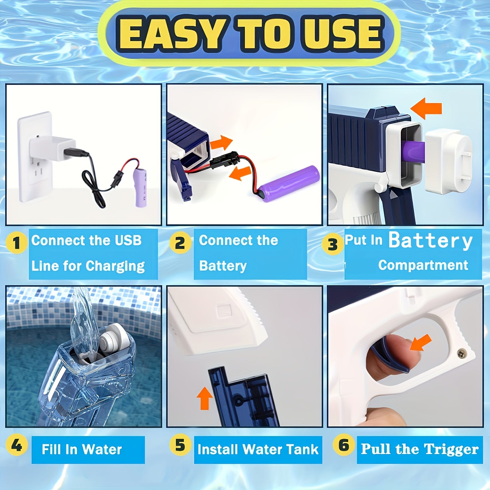 Automatic High-Capacity Water Blaster (525cc) – Luxury Summer Outdoor Spray Gun for Kids & Adults