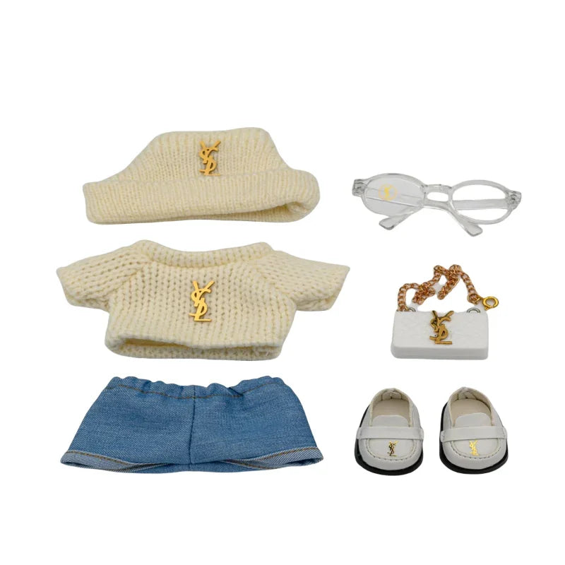 Pop Mart 17cm Labubu Doll Clothes – Chic YSL-Inspired Designer Outfit 6-Piece Set – Fits Gen 1/2/3 (Clothes Only, Doll Not Included)-12 - INNZEA OFFICIAL