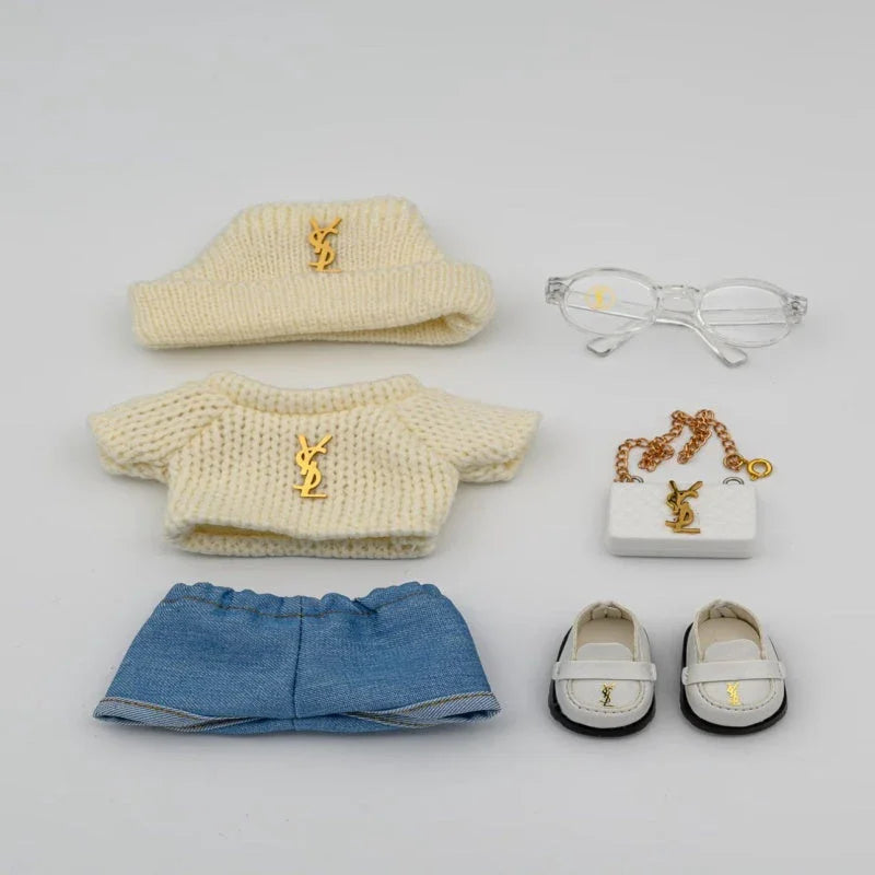 Pop Mart 17cm Labubu Doll Clothes – Chic YSL-Inspired Designer Outfit 6-Piece Set – Fits Gen 1/2/3 (Clothes Only, Doll Not Included)-12 - INNZEA OFFICIAL