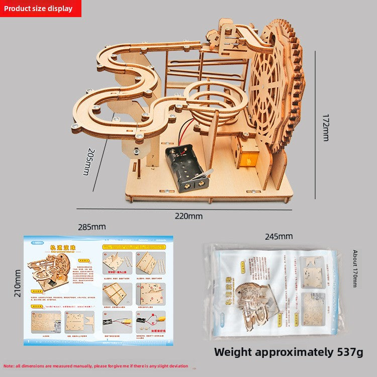 DIY Wooden Electric Marble Run Track – STEM Educational Building Toy for Kids, Handmade Construction Kit for Elementary & Middle School Students