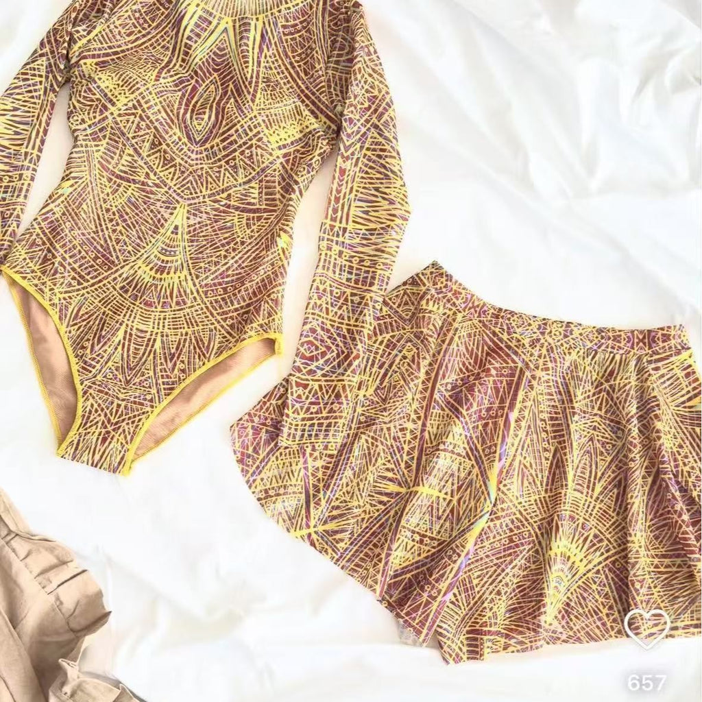 2025智能防晒泳衣女跨境欧美长袖网纱跨境连体泳装俄罗斯泳裤短裙