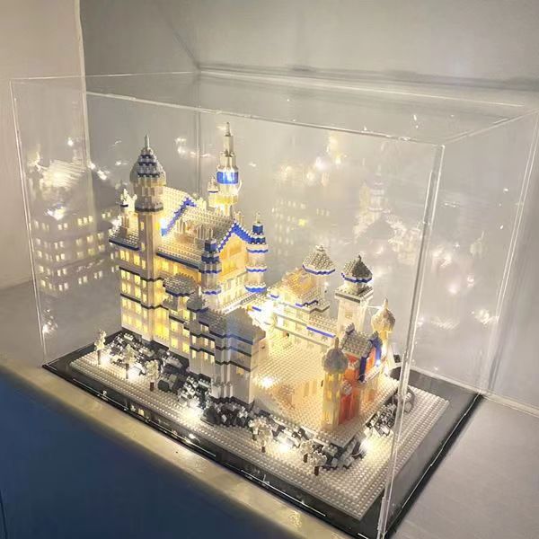 Giant Micro Diamond Building Blocks Swan Lake Castle Set – Luxury Snow Castle Model, DIY Architecture Kit with Lights, Gift for Teens & Adults (28K–53K PCS)