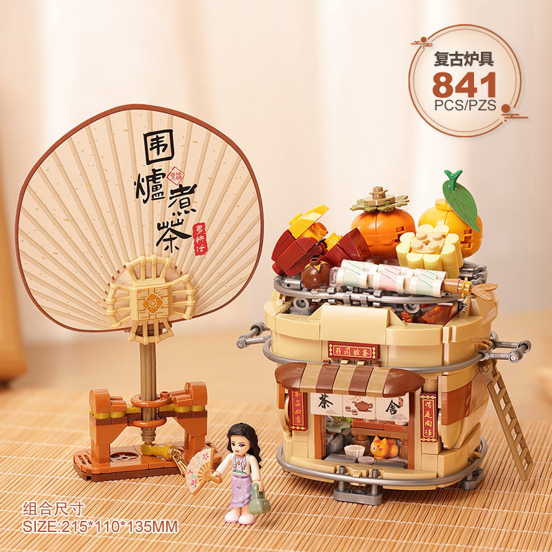 Mini Street Scene Building Blocks Set – Panda Architecture Model, Compatible with Small Bricks, DIY Educational Toy for Kids