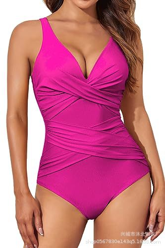 2026欧式女款欧美女式连体式修身连体泳衣聚拢复古褶皱