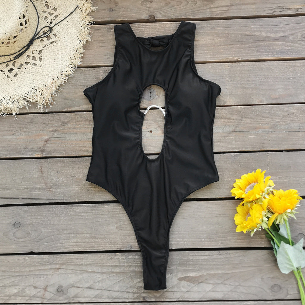 2026新款纯白色连体泳衣女欧美性感镂空一体式泳装速卖通swimsuit