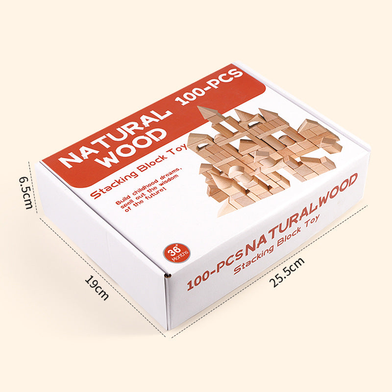 Wooden Building Blocks Set for Kids – Natural Large Blocks, Montessori Educational Construction Toy for Toddlers