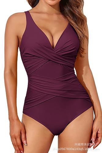 2026欧式女款欧美女式连体式修身连体泳衣聚拢复古褶皱