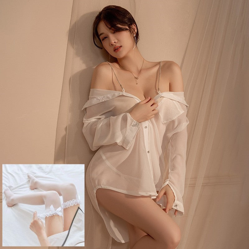 情趣内衣女性感吊带透视衬衫睡衣清纯制服魅惑睡裙激情免脱 女402