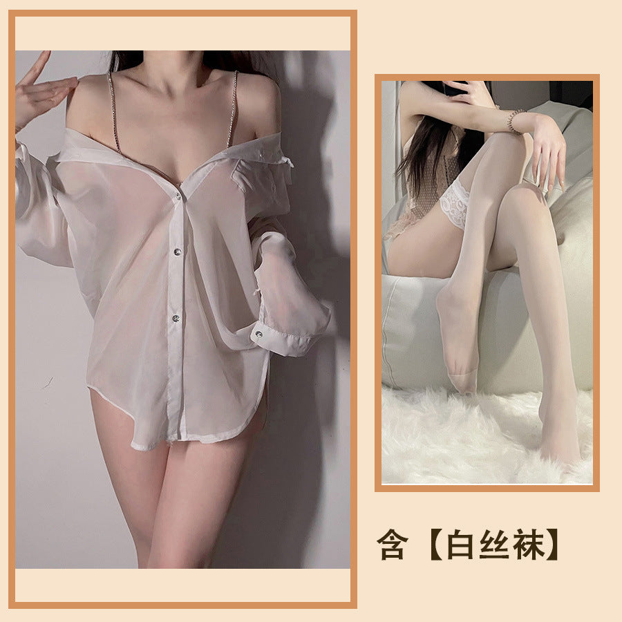 情趣内衣女性感吊带透视衬衫睡衣清纯制服魅惑睡裙激情免脱 女402