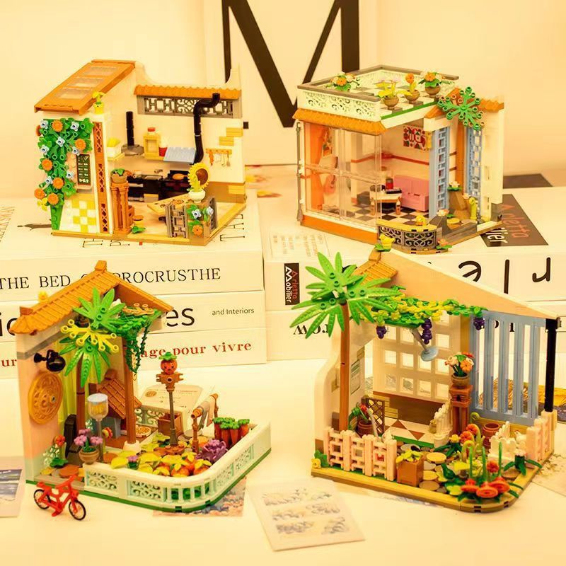 Mini Street Scene Building Blocks Set – Panda Architecture Model, Compatible with Small Bricks, DIY Educational Toy for Kids