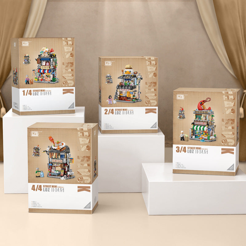 Mini Street Scene Building Blocks Set – Panda Architecture Model, Compatible with Small Bricks, DIY Educational Toy for Kids