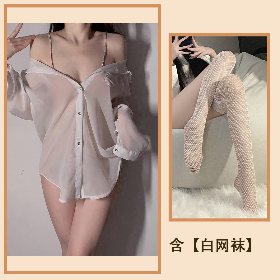 情趣内衣女性感吊带透视衬衫睡衣清纯制服魅惑睡裙激情免脱 女402