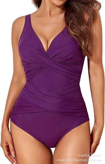 2026欧式女款欧美女式连体式修身连体泳衣聚拢复古褶皱