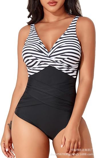 2026欧式女款欧美女式连体式修身连体泳衣聚拢复古褶皱