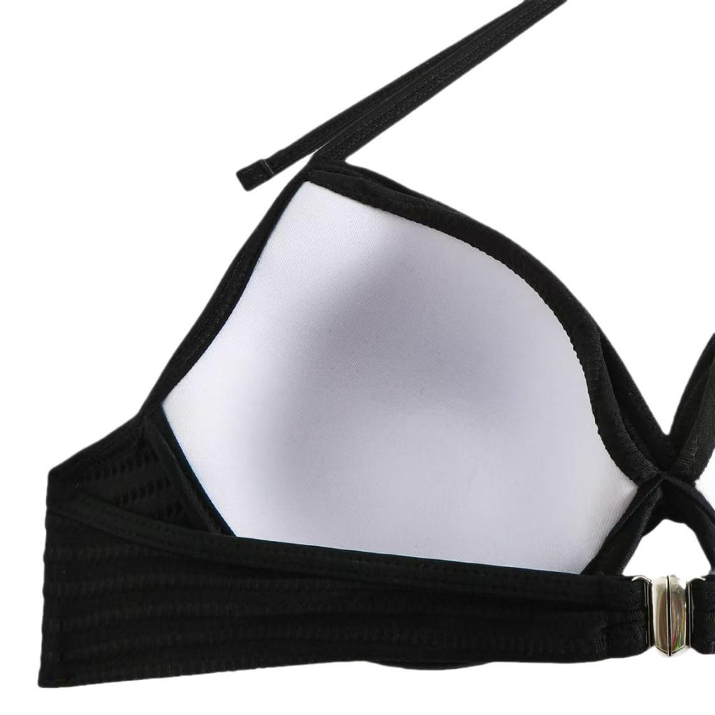 外单泳衣2024纯色性感bikini女士分体泳衣带钢托聚拢沙滩比基尼