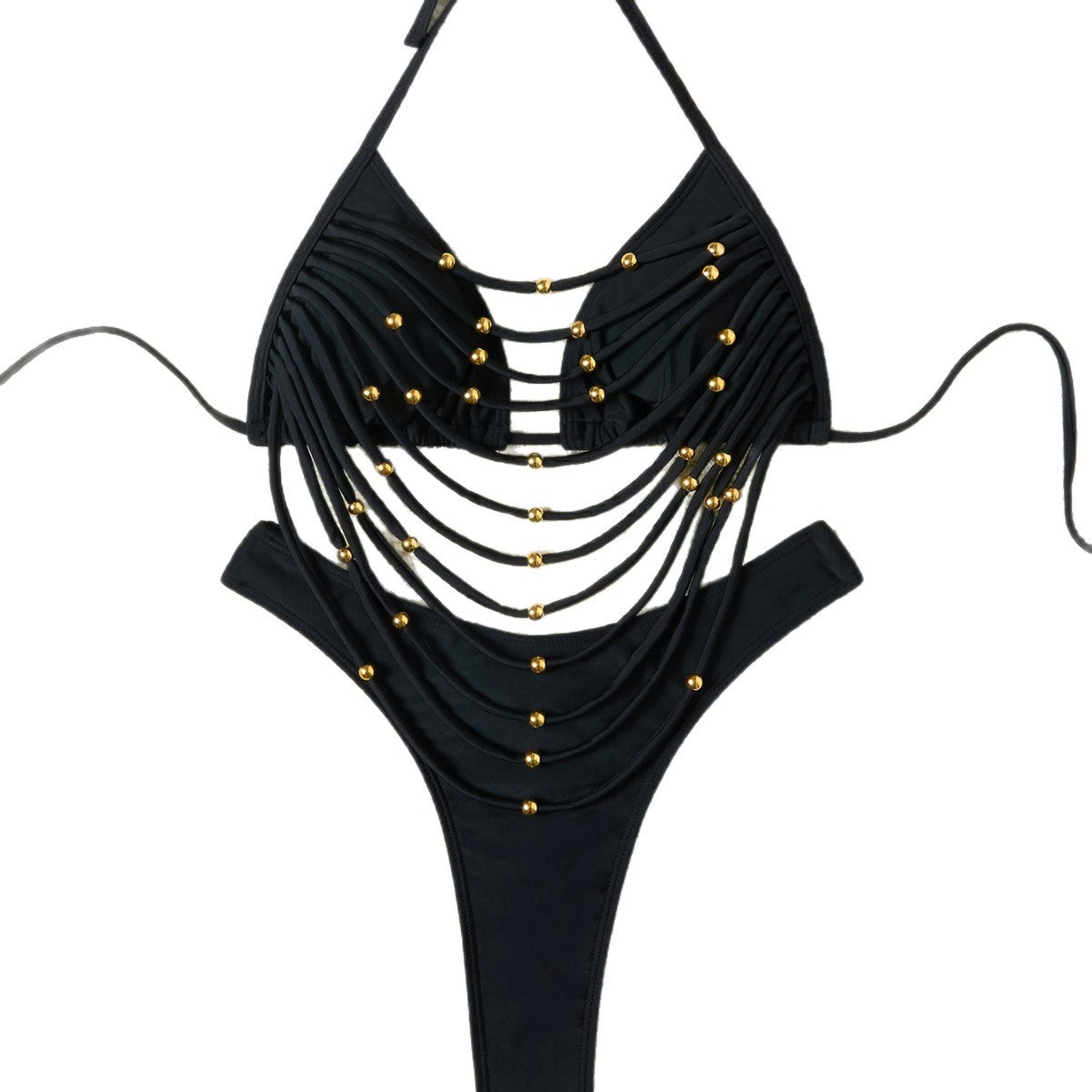 欧美分体泳衣女批发纯色性感镂空泳装跨境外贸新款比基尼泳衣