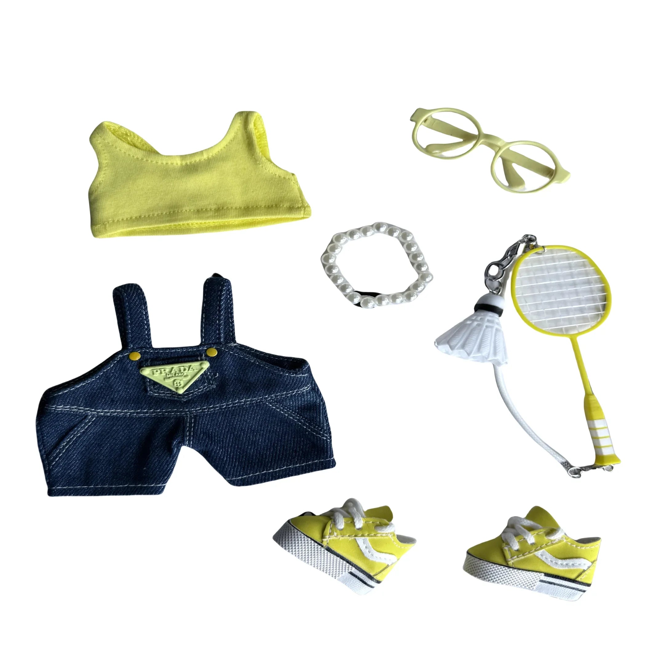 Pop Mart 17cm Labubu Doll Clothes – 2 Chic Styles Luxury Badminton Look (7/8-Piece Set) – Fits Gen 1/2/3 (Doll Not Included)-03 - INNZEA OFFICIAL