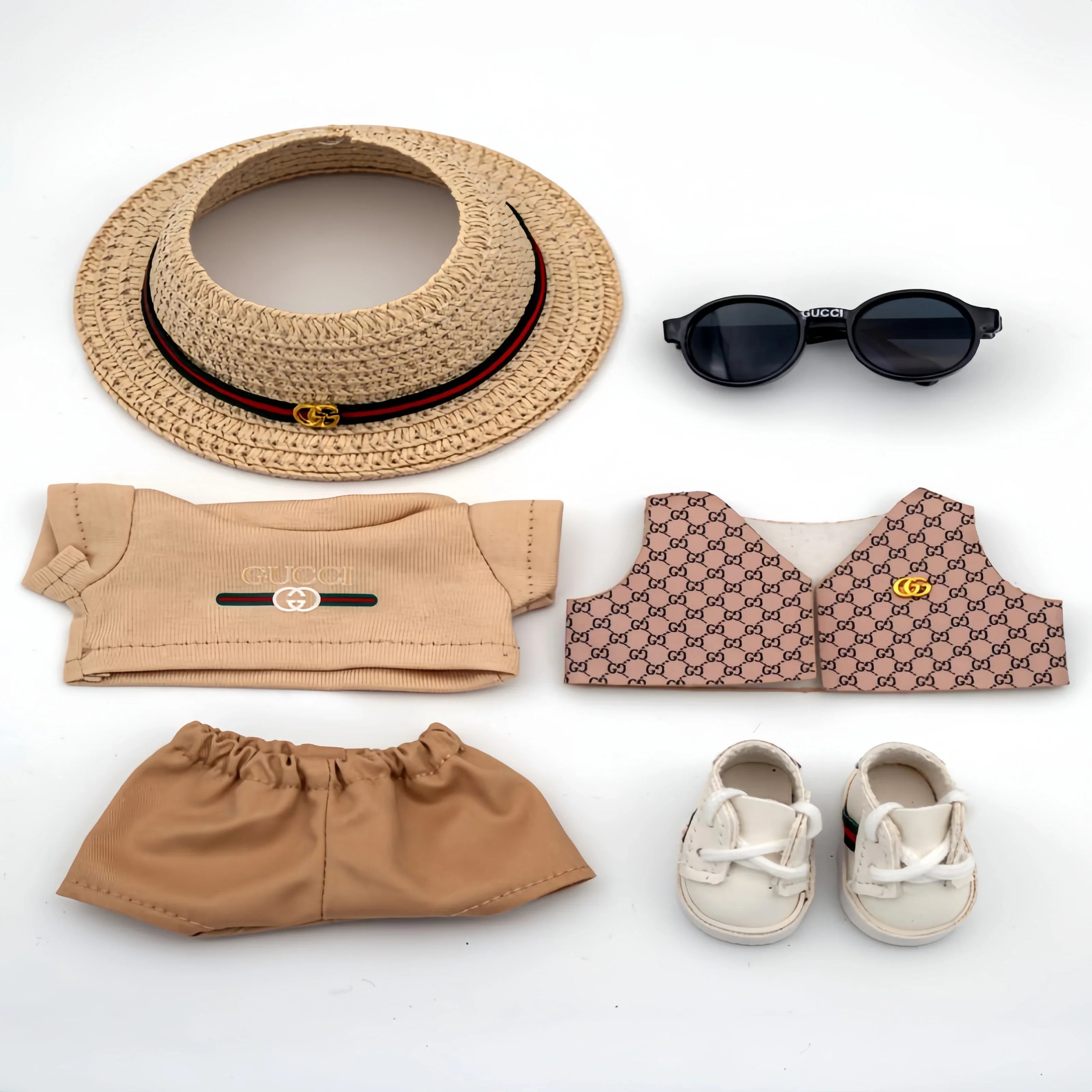 Pop Mart 17cm Labubu Doll Clothes – Luxury LV-Inspired Layered Streetwear Outfit 6-Piece Set with Vest – Fits Gen 1/2/3 (Clothes Only, Doll Not Included)-13 - INNZEA OFFICIAL
