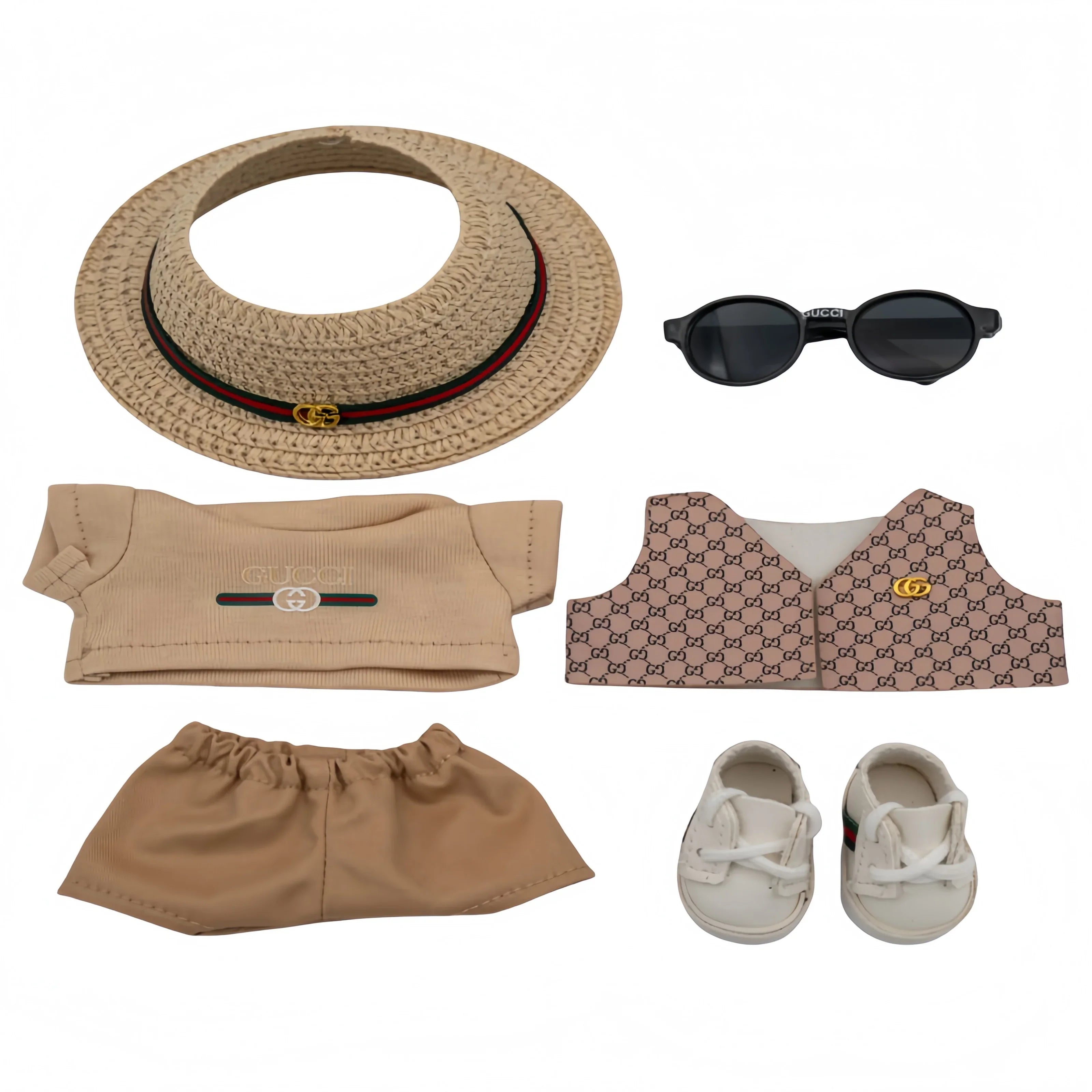 Pop Mart 17cm Labubu Doll Clothes – Luxury LV-Inspired Layered Streetwear Outfit 6-Piece Set with Vest – Fits Gen 1/2/3 (Clothes Only, Doll Not Included)-13 - INNZEA OFFICIAL