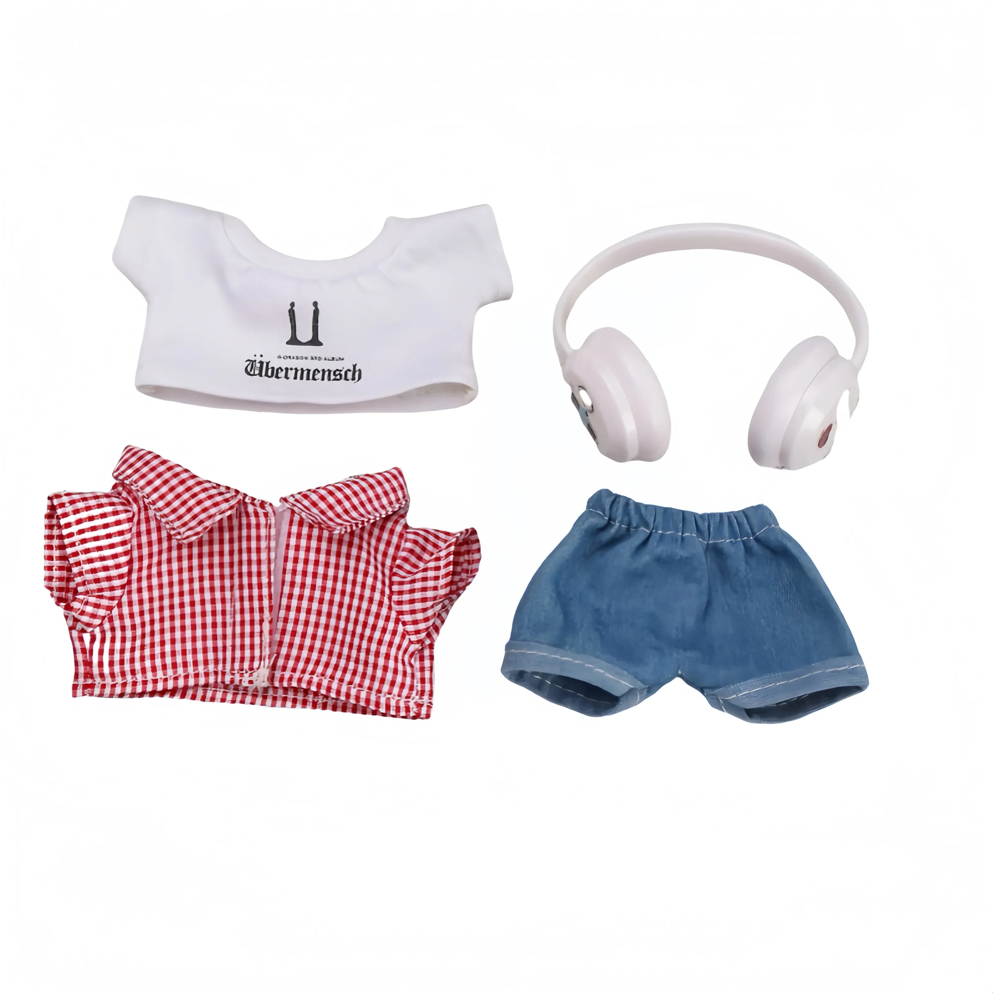 Pop Mart Labubu 1/2/3 Gen Doll Clothes GD Style White Headphones 5-Piece Streetwear Set (Clothes Only) - INNZEA OFFICIAL