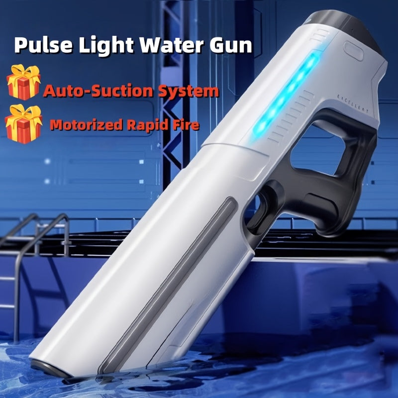 Auto-Fill Electric Water Gun, Pulse Jet Squirt Gun with LED Light Show, 40ft Long Range Rapid-Fire Water Blaster, USB Rechargeable Large Tank Waterguns for Kids & Adults, Adult Water Gun for Pool Beach Backyard