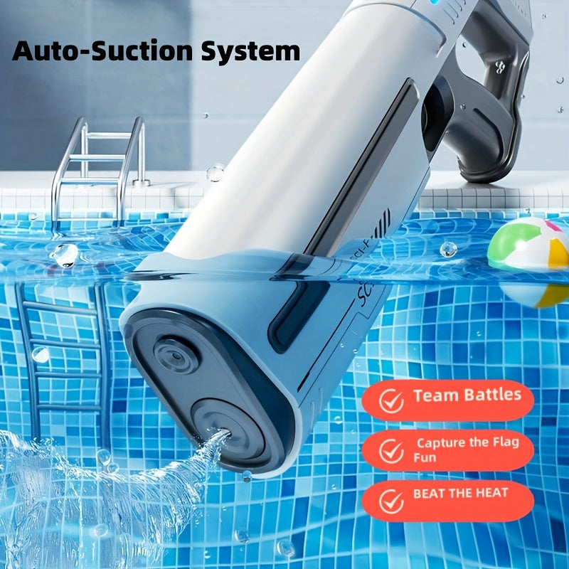 Auto-Fill Electric Water Gun, Pulse Jet Squirt Gun with LED Light Show, 40ft Long Range Rapid-Fire Water Blaster, USB Rechargeable Large Tank Waterguns for Kids & Adults, Adult Water Gun for Pool Beach Backyard