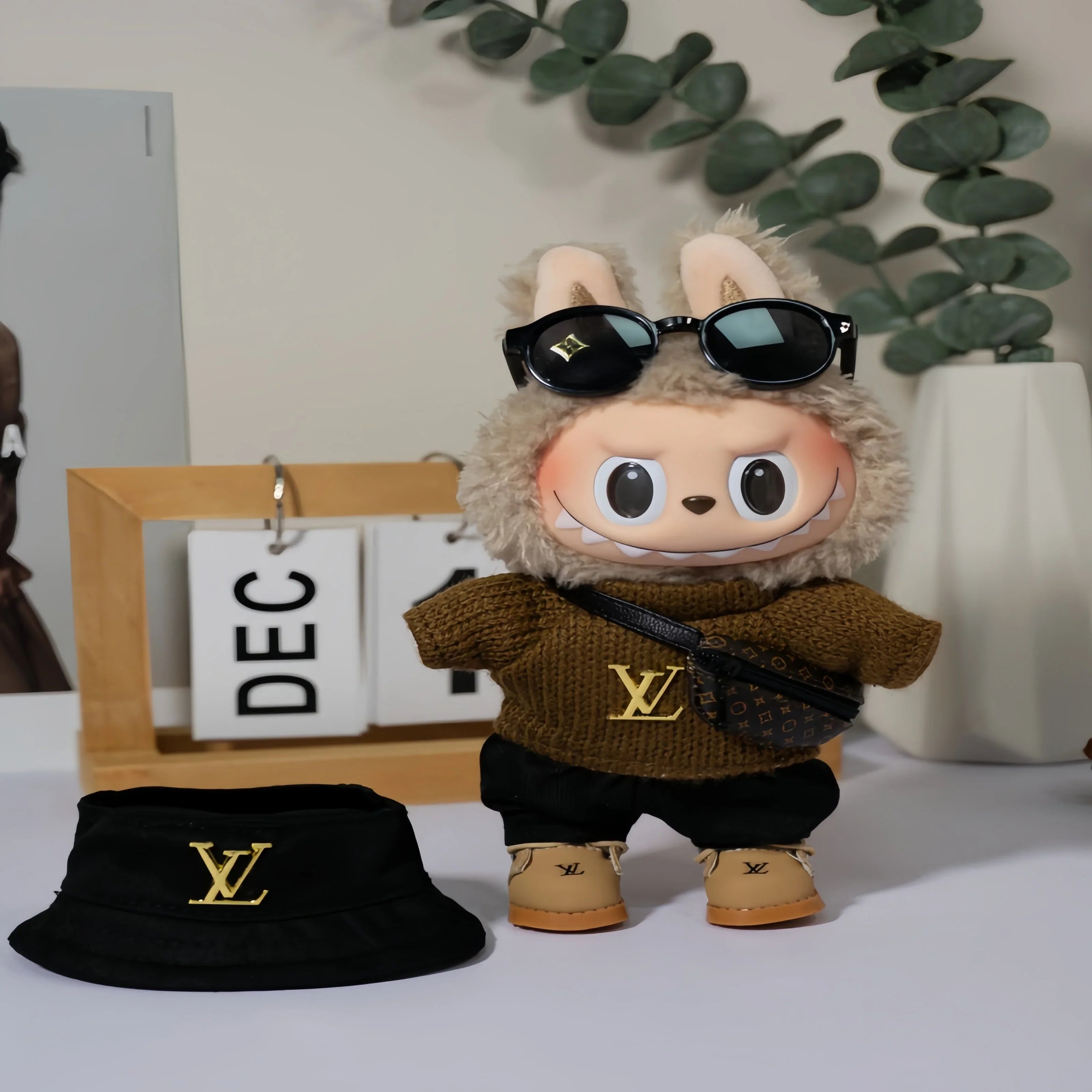 Pop Mart 17cm Labubu Doll Clothes – Luxury LV-Inspired Streetwear Outfit 6-Piece Set – Fits Gen 1/2/3 (Clothes Only, Doll Not Included)-08 - INNZEA OFFICIAL