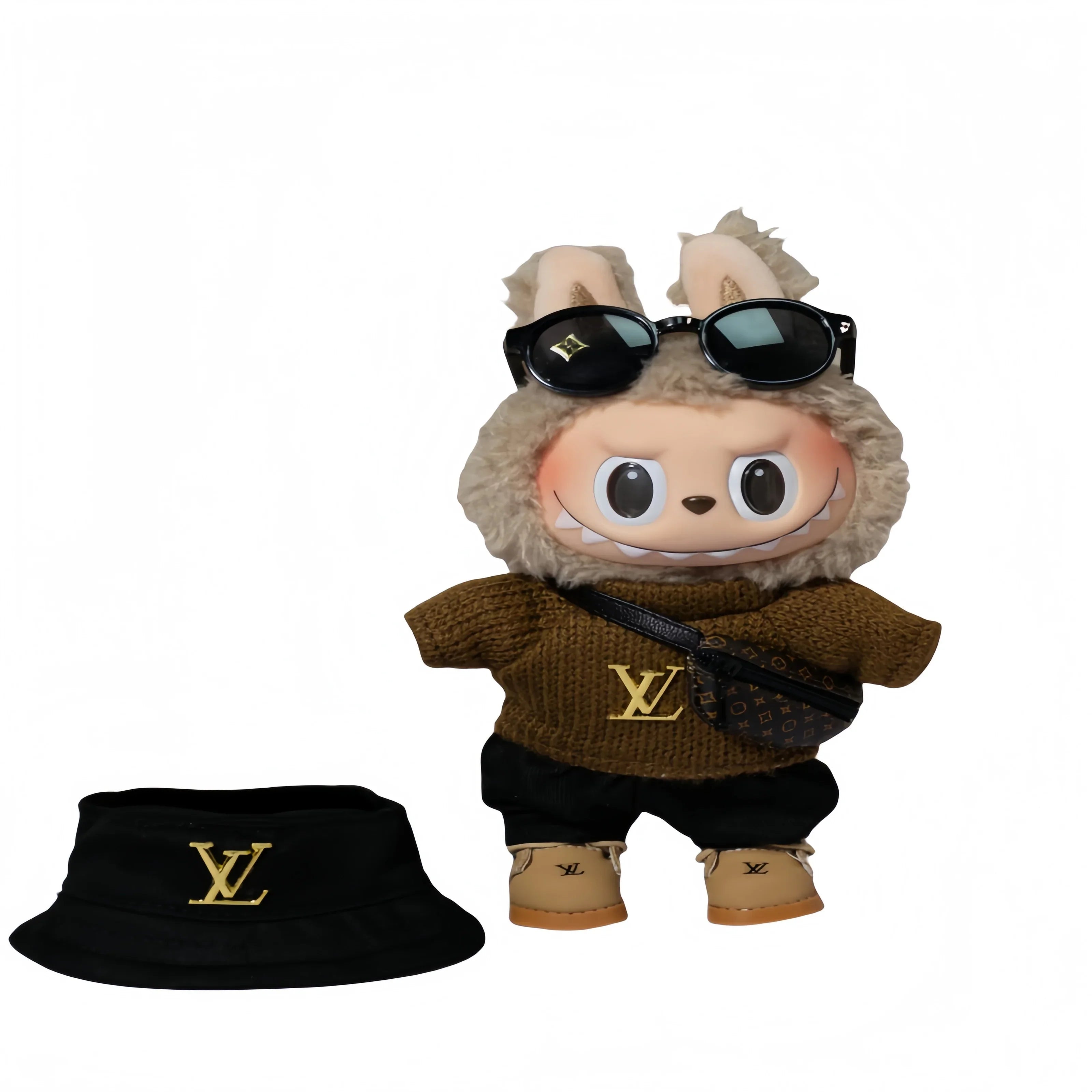 Pop Mart 17cm Labubu Doll Clothes – Luxury LV-Inspired Streetwear Outfit 6-Piece Set – Fits Gen 1/2/3 (Clothes Only, Doll Not Included)-08 - INNZEA OFFICIAL