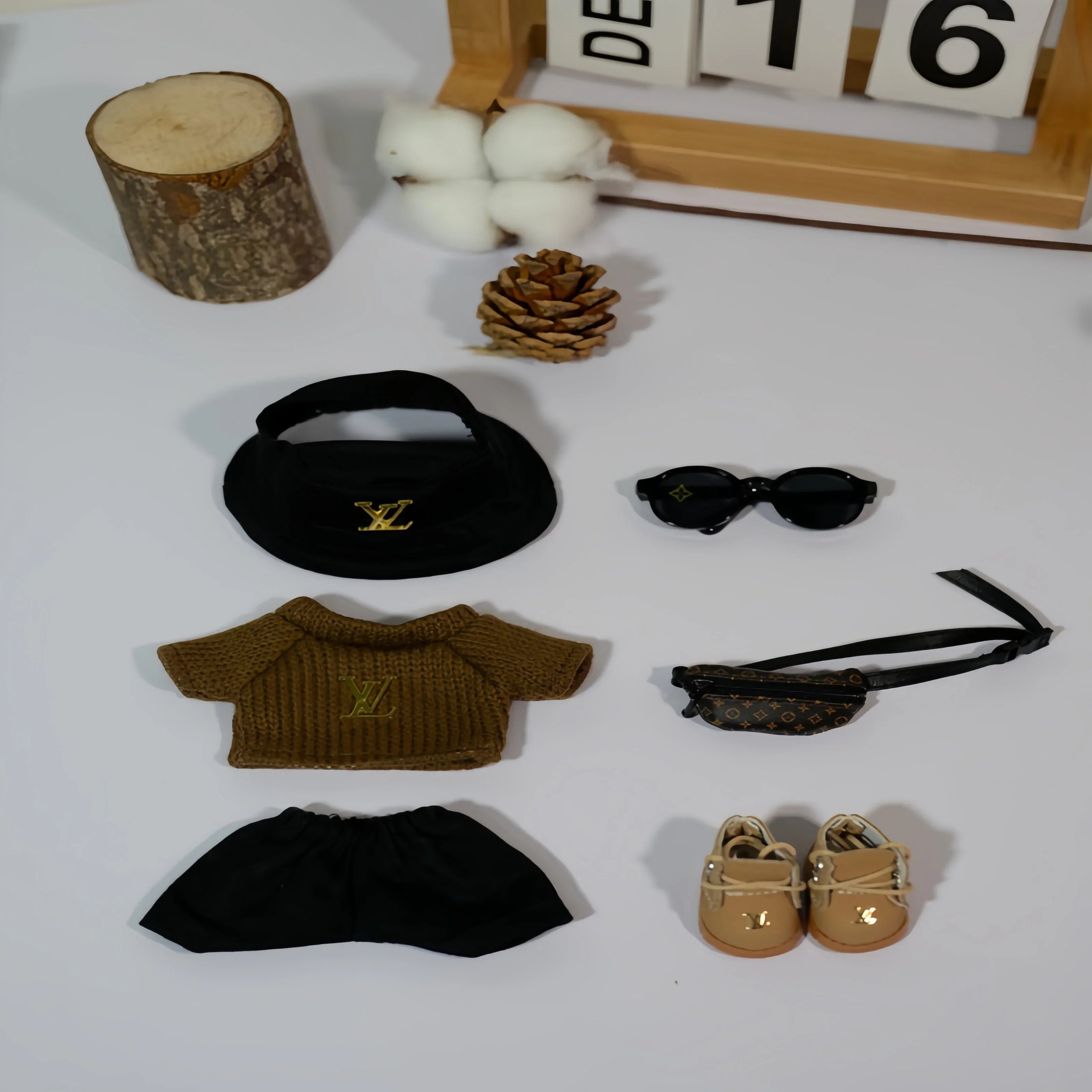 Pop Mart 17cm Labubu Doll Clothes – Luxury LV-Inspired Streetwear Outfit 6-Piece Set – Fits Gen 1/2/3 (Clothes Only, Doll Not Included)-08 - INNZEA OFFICIAL
