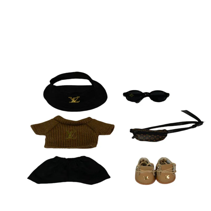 Pop Mart 17cm Labubu Doll Clothes – Luxury LV-Inspired Streetwear Outfit 6-Piece Set – Fits Gen 1/2/3 (Clothes Only, Doll Not Included)-08 - INNZEA OFFICIAL
