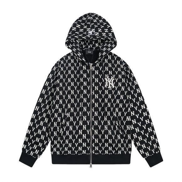 MLB Official Monogram Zip-Up Hoodie – Unisex Retro Streetwear Sweatshirt