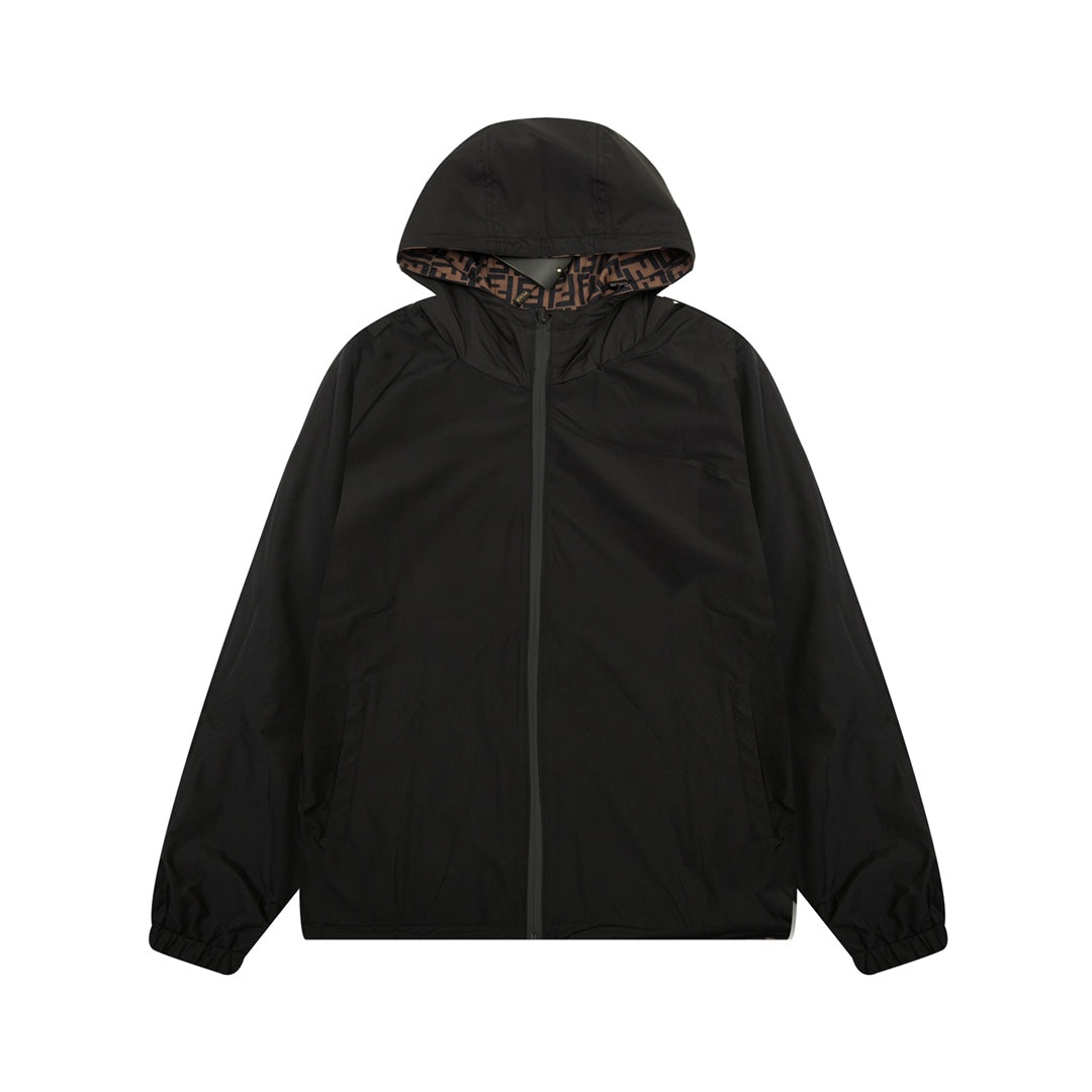 Fendi SS/FW Reversible Patchwork Jacket – Premium Black Letter Print Design  Description: