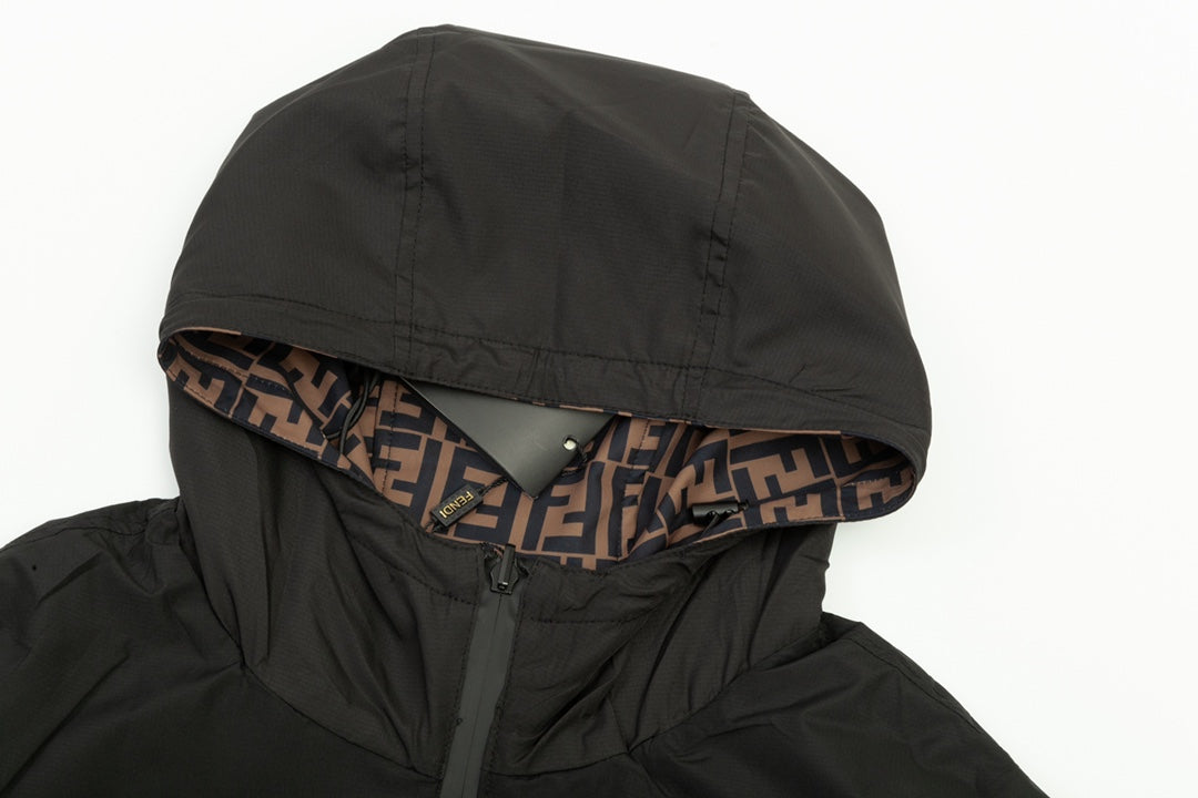 Fendi SS/FW Reversible Patchwork Jacket – Premium Black Letter Print Design  Description: