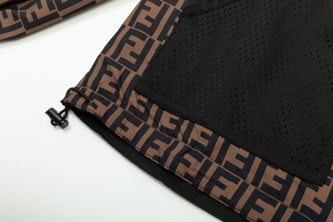 Fendi SS/FW Reversible Patchwork Jacket – Premium Black Letter Print Design  Description: