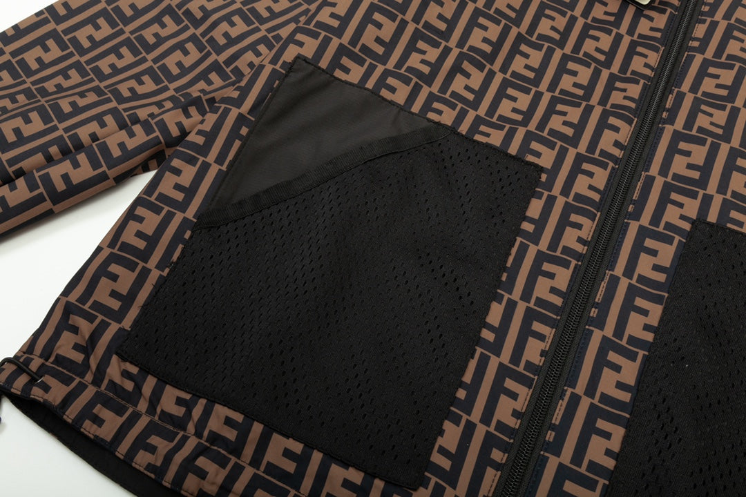 Fendi SS/FW Reversible Patchwork Jacket – Premium Black Letter Print Design  Description: