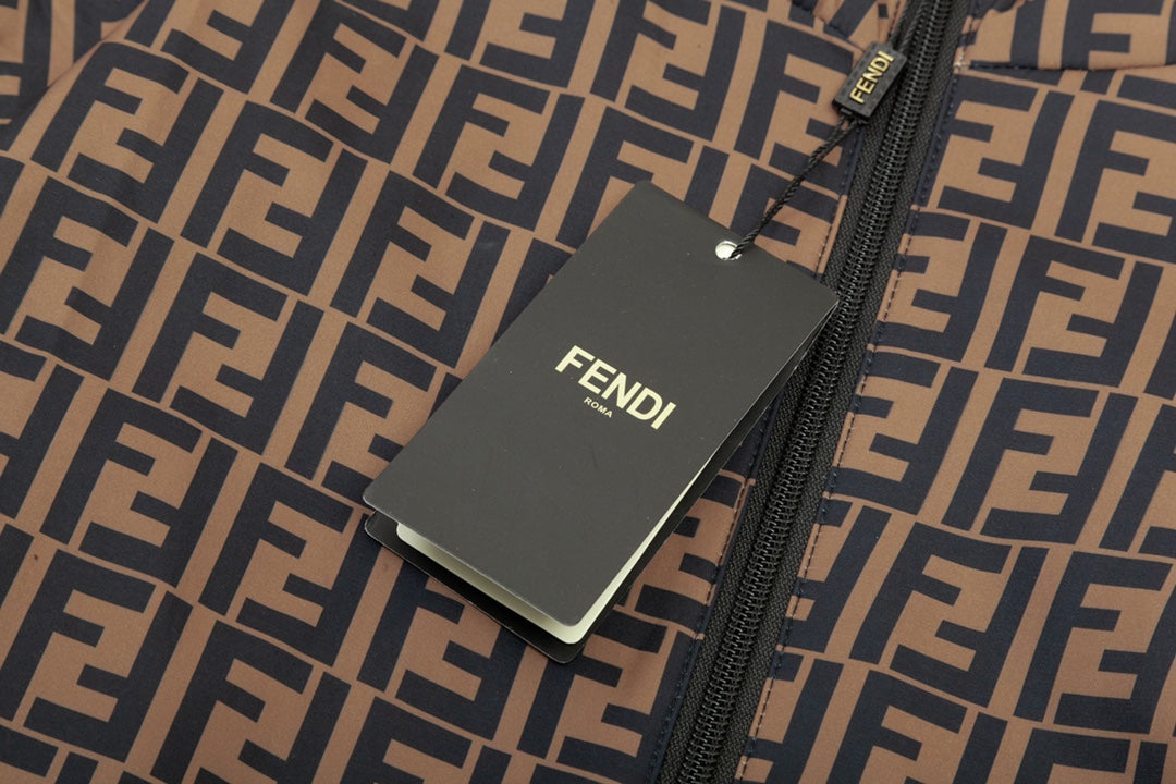 Fendi SS/FW Reversible Patchwork Jacket – Premium Black Letter Print Design  Description:
