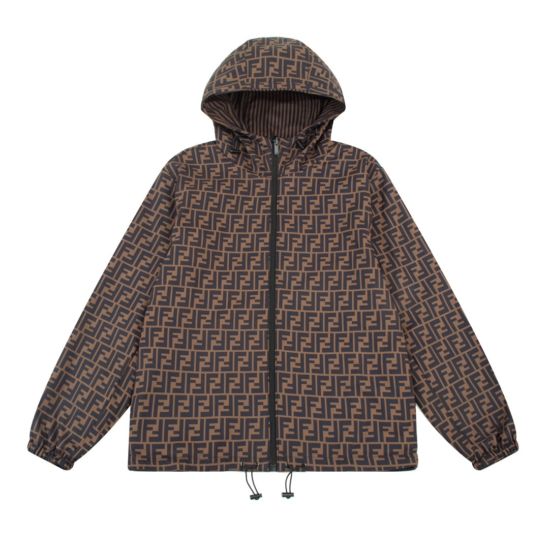 Fendi FW Thick Reversible Patchwork Jacket – Premium Twill Print Design