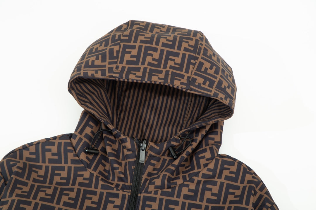 Fendi FW Thick Reversible Patchwork Jacket – Premium Twill Print Design