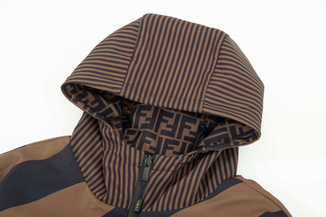 Fendi FW Thick Reversible Patchwork Jacket – Premium Twill Print Design