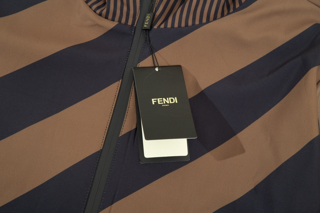 Fendi FW Thick Reversible Patchwork Jacket – Premium Twill Print Design