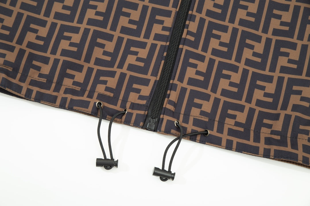 Fendi FW Thick Reversible Patchwork Jacket – Premium Twill Print Design