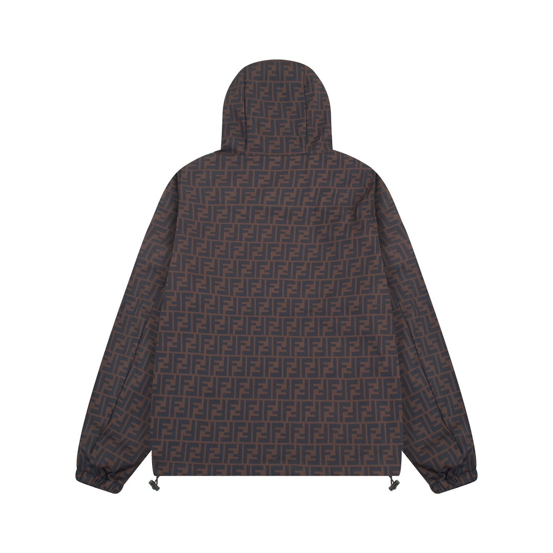 Fendi SS “Small Eyes” Double-Layer Jacket – Premium Brown Memory Fabric