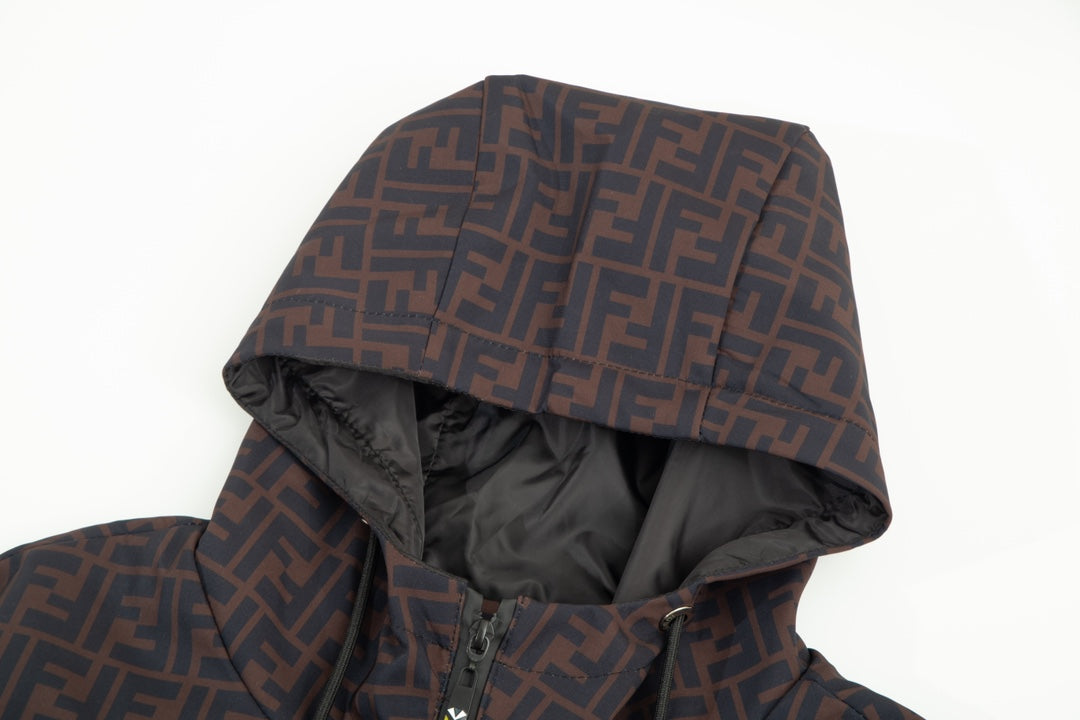 Fendi SS “Small Eyes” Double-Layer Jacket – Premium Brown Memory Fabric